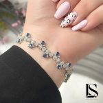 دستبند نقره زنانه مجلسی طرح یاقوت کبود مدل DS54