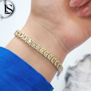 دستبند نقره زنانه با نگین های زرد مدل DS55