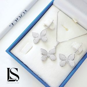 نیم ست نقره دخترانه طرح پروانه کد NS32
