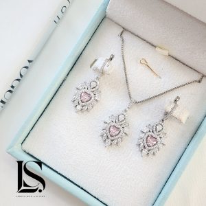 نیم ست نقره دخترانه طرح قلب کد NS33