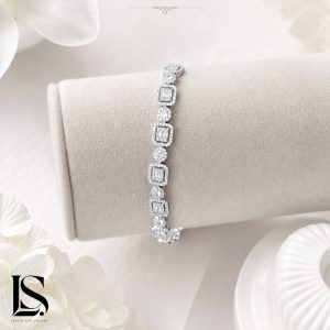 دستبند نقره زنانه طرح امرالد DS62