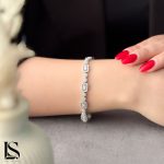 دستبند نقره زنانه طرح امرالد DS62