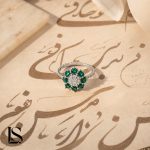 انگشتر نقره دخترانه جواهری نگین سبز کد HD31 لاریسا