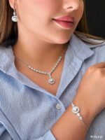 سرویس نقره زنانه طرح باگت و مروارید SZ48