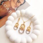 نیم ست نقره زنانه و دخترانه طرح آنخ Ankh کد NS37