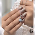 پلاک نقره دخترانه طرح چشم نظر کد PD32