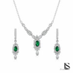 سرویس نقره زنجیری طرح زمرد بدون دستبند (اقتصادی) SZ52